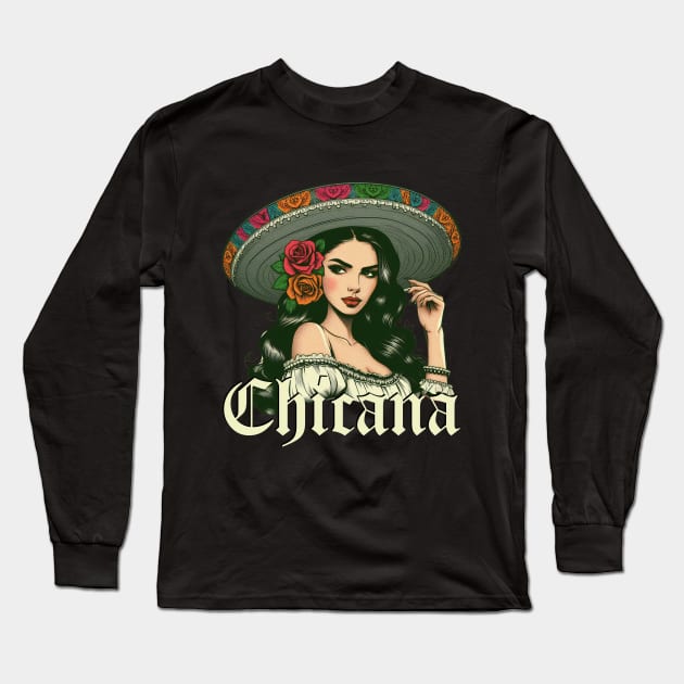 chicana mexican latina girl Long Sleeve T-Shirt by savage land 